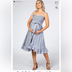 Pink Blush Blue Ruffle Maternity Dress